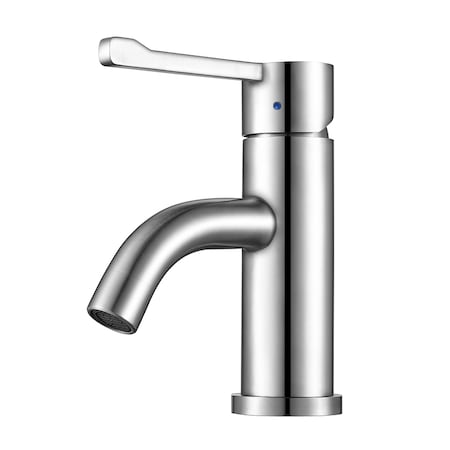 Whitehaus Solid SS, Sgl Hole, Extended Sgl Lever Lavatory Faucet , Polished SS WHS0221-SB-PSS